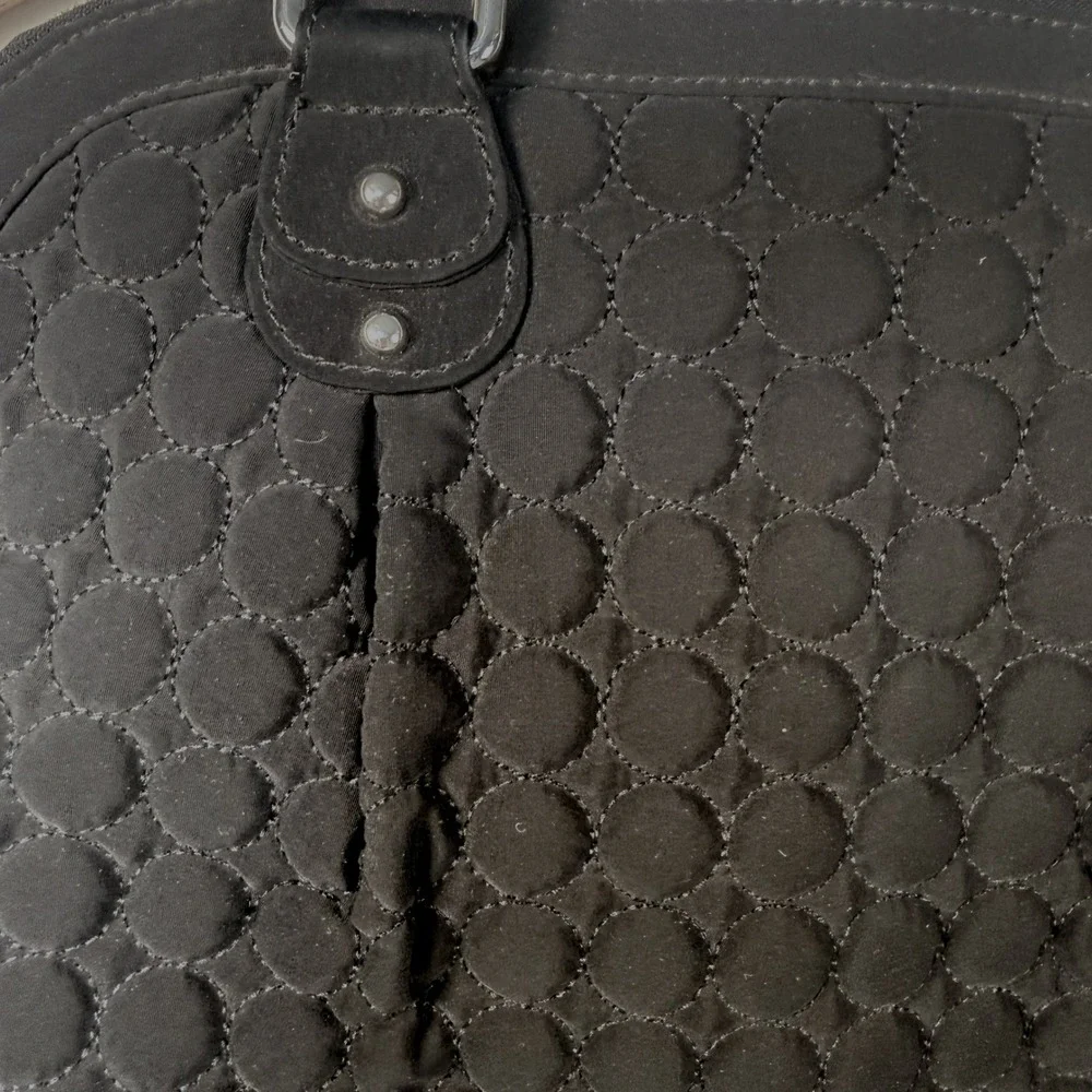 Vera Bradley Large‎ Quilted Black Microfiber Satchel Carryall Purse